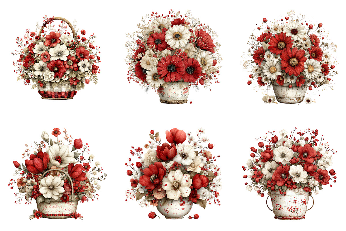 Spring flower basket clipart, an Illustration by SinaCreation (Photo 3 of 11)