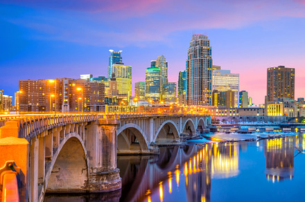 Minneapolis downtown skyline in Minnesota, USA