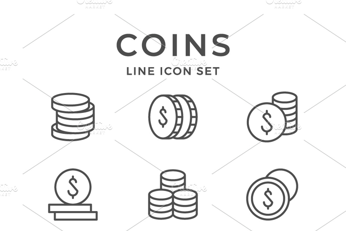 Set line icons of coins, an Outline Icon by motorama (Photo 1 of 2)