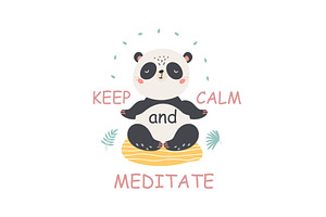 Meditating panda cartoon print, an Animal Illustration by Valerie Bodnar