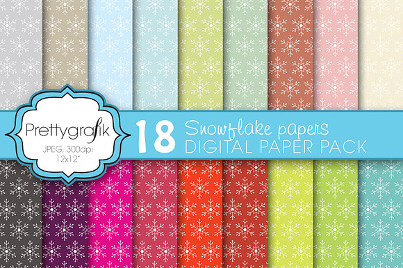 christmas snowflake digital paper preview 2