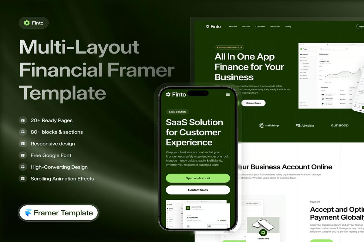Finto Finance WebsiteFramer Template, an UI Kit Template by Lumina_ui_ux202 (Photo 1 of 8)