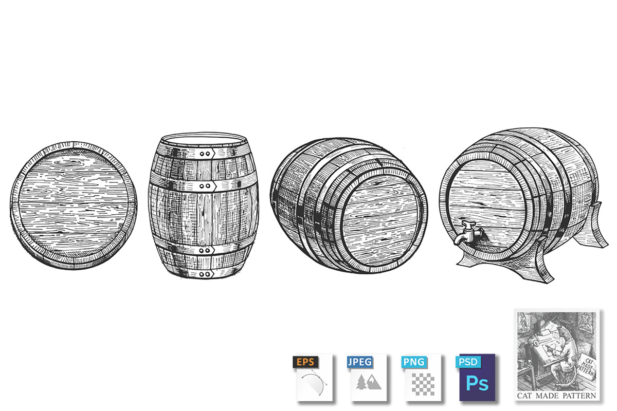Barrel from a different angle, a Food Illustration by CatMadePattern