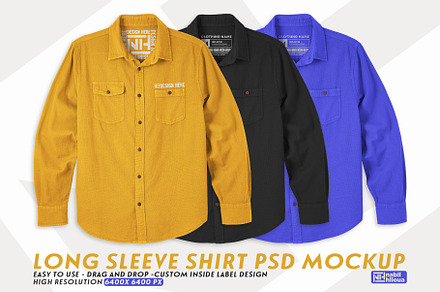 waffle Long Sleeve Shirt mockup PSD, a Shirt Mockup by NH graphic