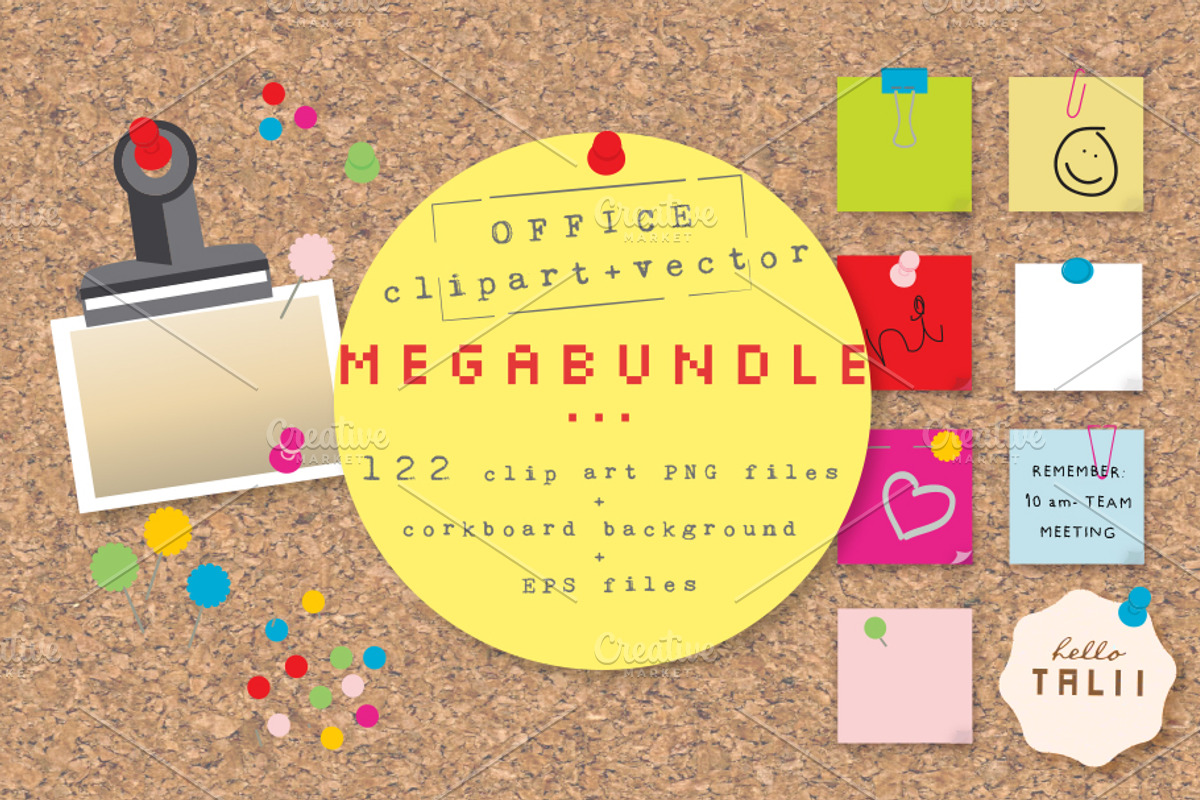 OFFICE CORK BOARD MOCK UP BUNDLE, an Education Illustration by Hello Talii (Photo 1 of 7)