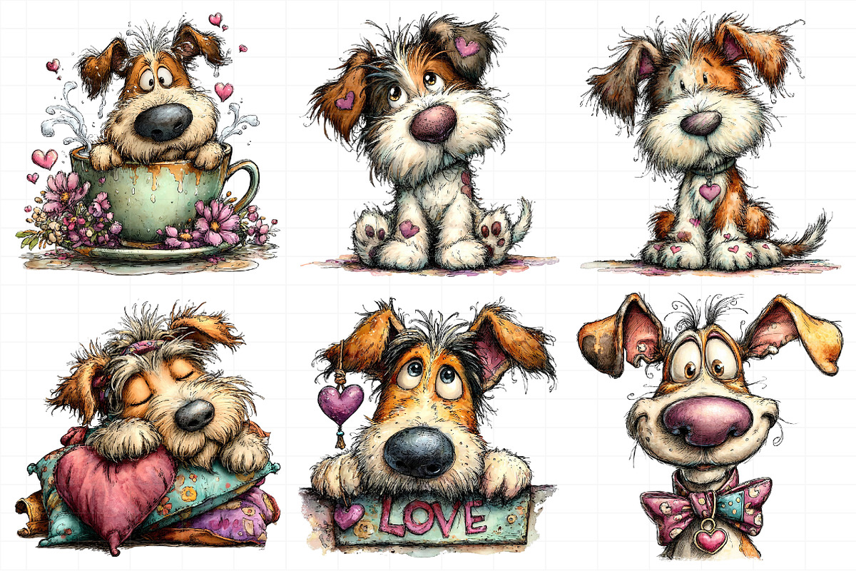 Whimsical Valentine Dog Clipart, an Illustration by Daily.Designs (Photo 7 of 7)