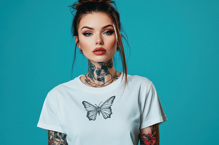 Tattooed woman wearing a beautiful b, a Photo by Iftikhar Alam