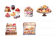 Watercolor French Pastry Clipart, an Illustration by BrushstrokeArtGB (Thumbnail 4 of 9)