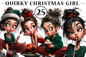 Quirky Christmas Girl Clip Art, an Illustration by CreationArt