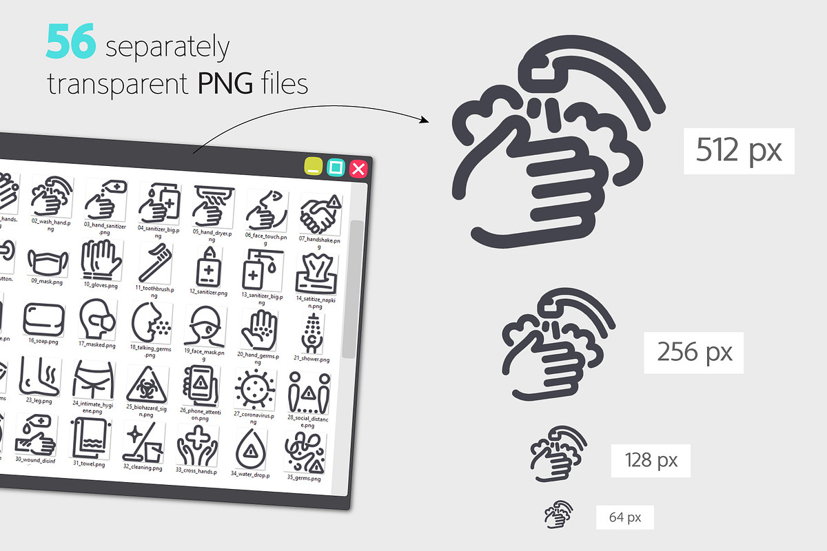 Hygiene Line Icons Set, an Outline Icon by Voysla's Shop (Photo 3 of 4)
