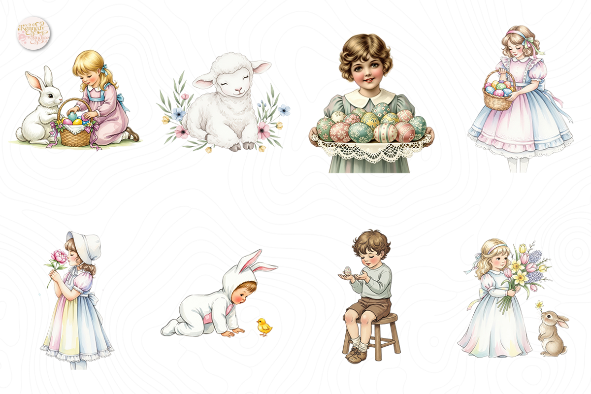 Vintage Easter PNG Clipart Bundle., an Object Illustration by KennedyStudio (Photo 2 of 5)