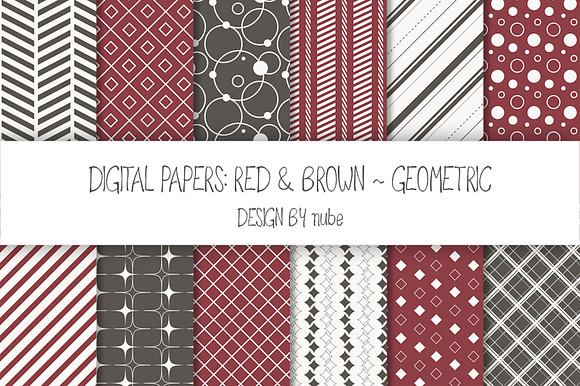 Geometric Seamless Patterns - Red preview 2