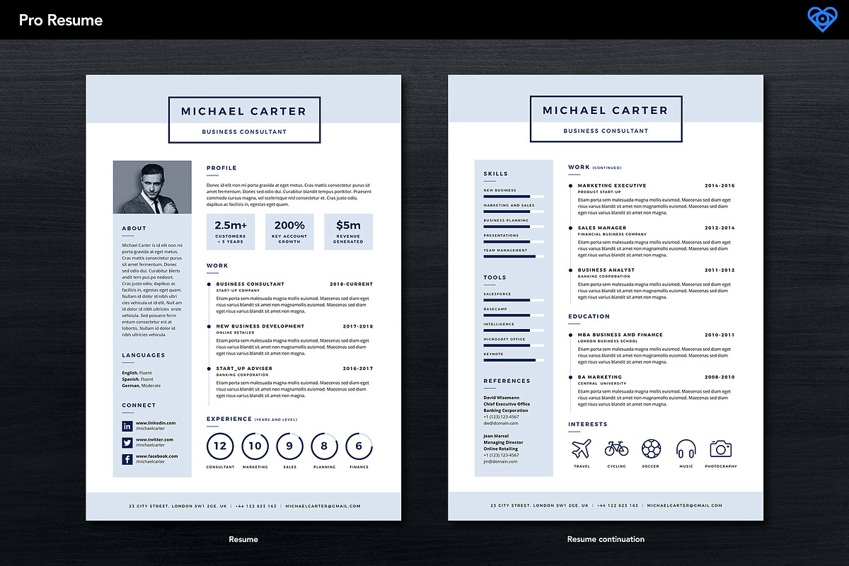 PRO Resume 1, a Resume Template by ikono.me (Photo 3 of 5)
