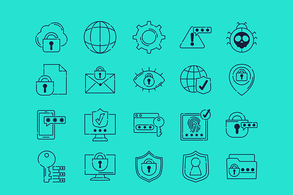 Cybersecurity Minimal Line Icon Set preview 2