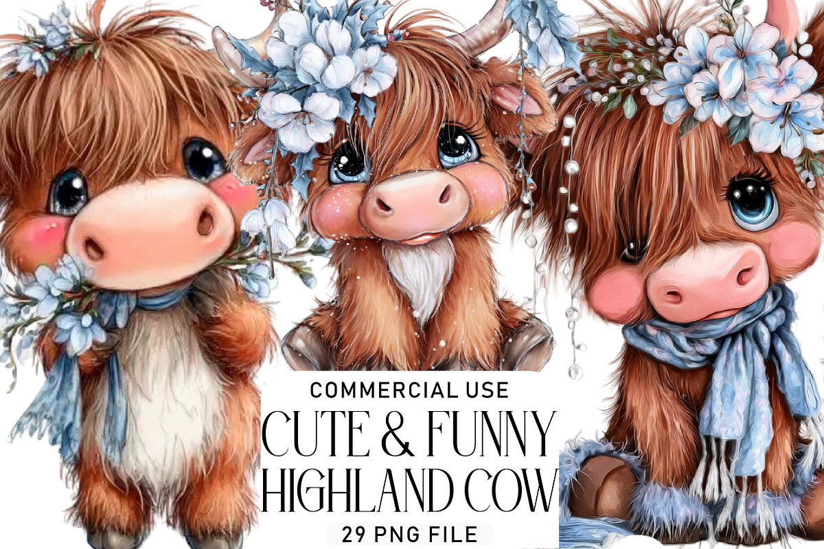 Cute & Funny Festive Highland Cow, an Illustration by Daily.Designs (Photo 1 of 5)
