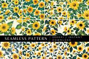 12 Joyful Sunflower Seamless Pattern, a Pattern Graphic by Inknfolly (Thumbnail 1 of 7)