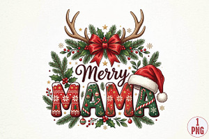 Merry Mama Christmas Sublimation Png