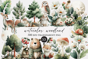 Watecolor woodland clipart, an Illustration by Designworld