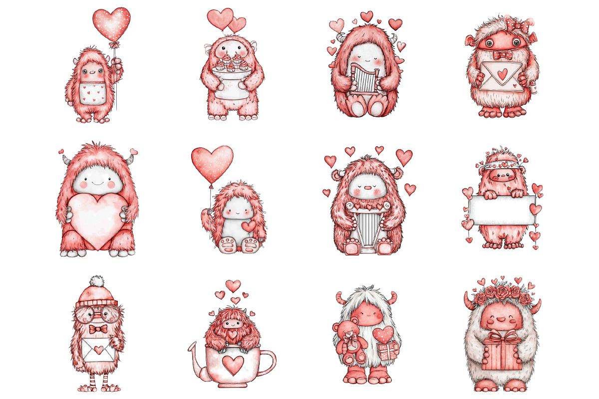 Watercolor Valentine Cute Yeti, a Graphic by CitraGraphics (Photo 4 of 4)
