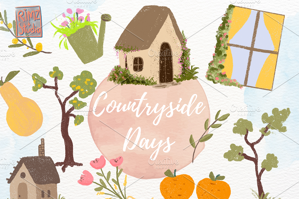 Hand-Drawn Countryside Days Clipart, an Object Illustration by RimzStudio (Photo 1 of 4)