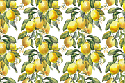 Lemon Garden Seamless Patterns, a Pattern Graphic by Jeanna Draw (Thumbnail 3 of 10)
