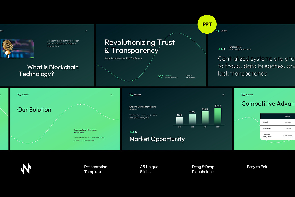 Blockchain Pitch Deck PowerPoint, a Presentation Template by Neermana (Photo 1 of 4)