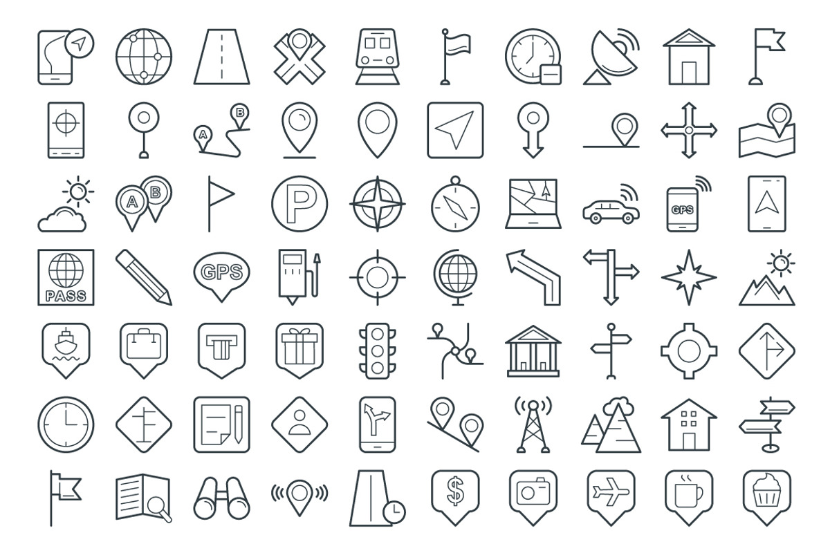 75 Maps and Navigation Vector Icons, an Outline Icon by Vectors Market (Photo 2 of 2)