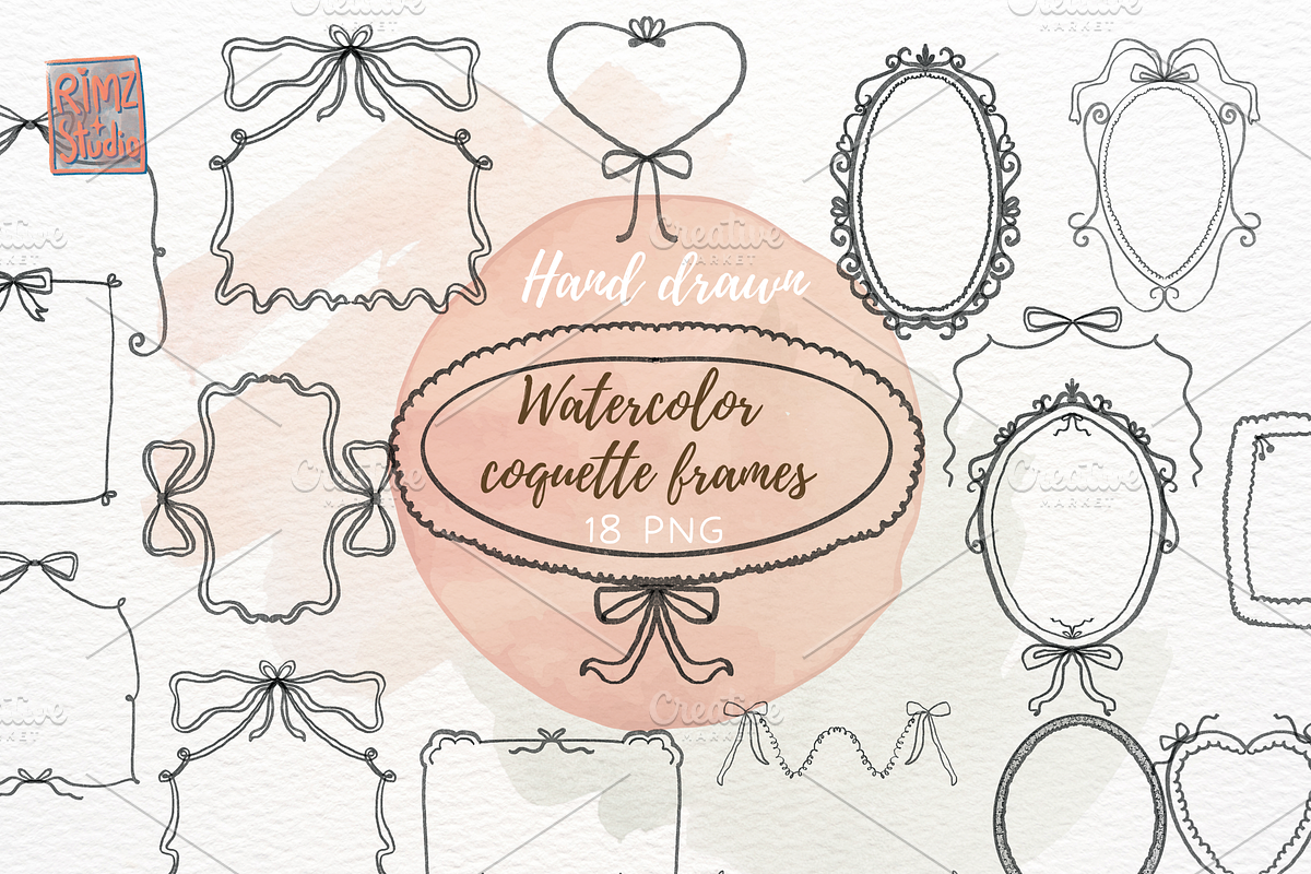 Watercolour Coquette frames png, an Illustration by RimzStudio (Photo 1 of 8)