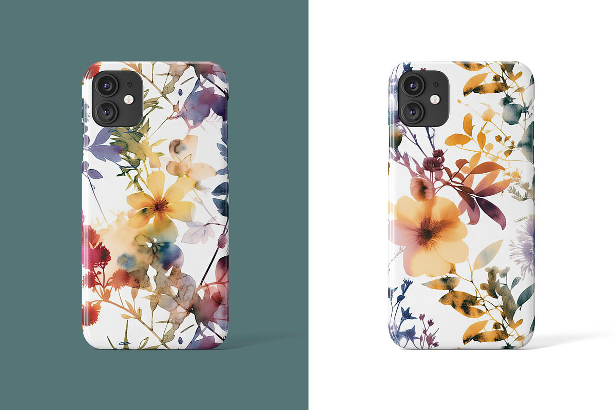 Watercolor Ink Floral Patterns, a Pattern Graphic by Ninterints (Photo 6 of 11)