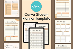 Canva Aesthetic Student Planner, a Stationery Template by WynterLife Studio