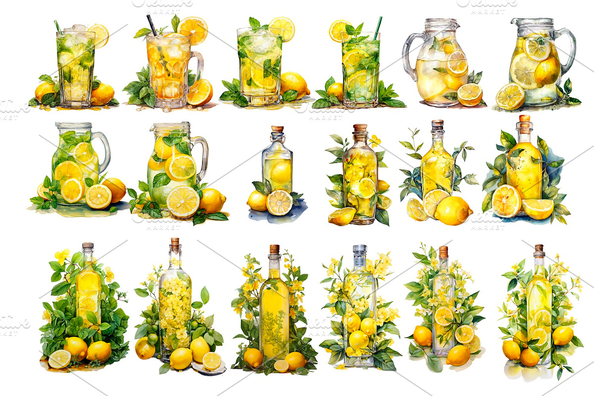 Watercolour lemon bundle, a Food Illustration by AkvarelRiver (Photo 4 of 10)