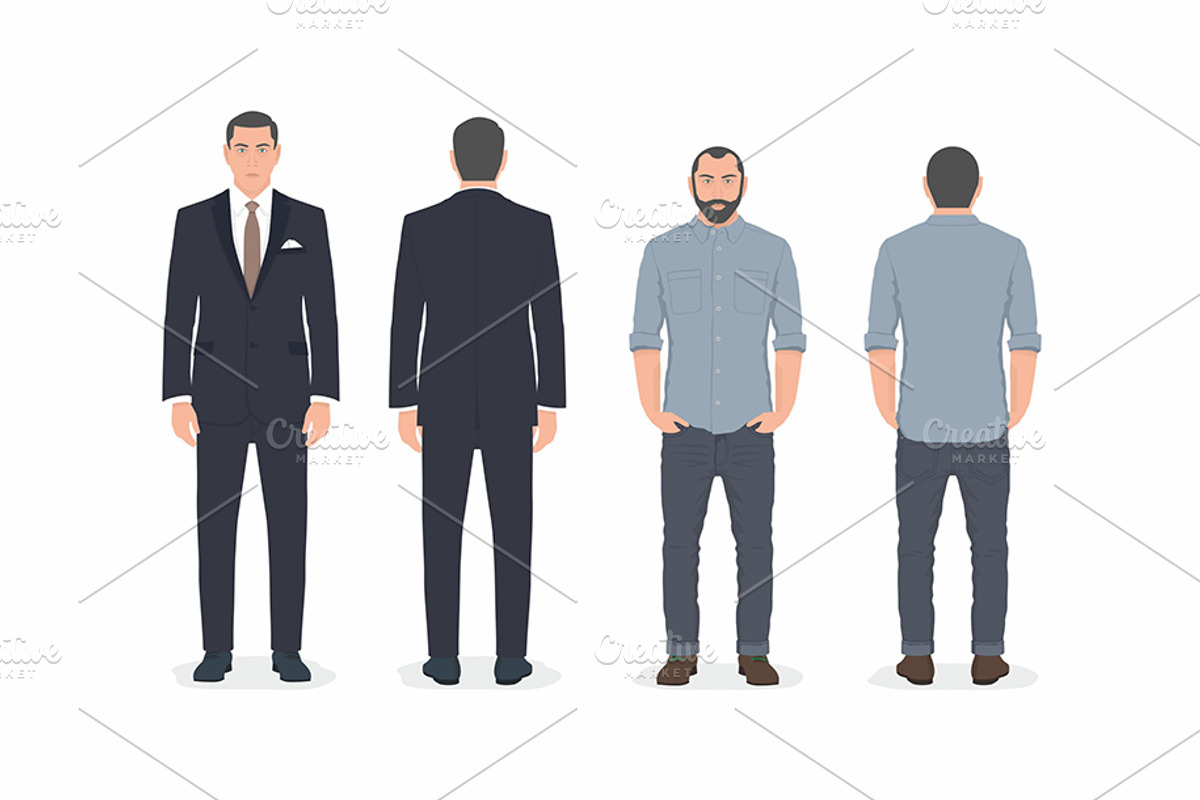 Man, front and back views, a Background Graphic by Volyk