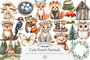 Cute Forest Animals Clip Art, an Illustration by Design Market (Thumbnail 1 of 5)