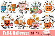 Fall Autumn Halloween Drink PNG Bund, an Illustration by CreationArt (Thumbnail 1 of 9)
