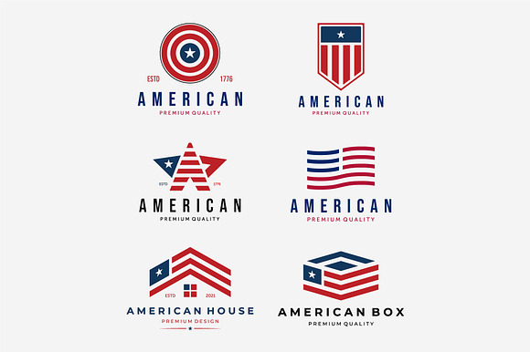 Set of American Flag Logo Icon preview 2