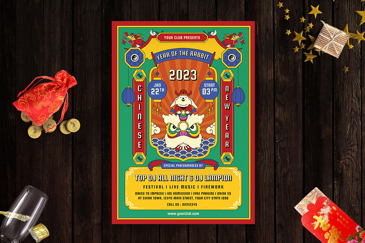 Chinese New Years Party Flyer 2023, a Templates & Theme by Totem Design Studio (Photo 1 of 6)
