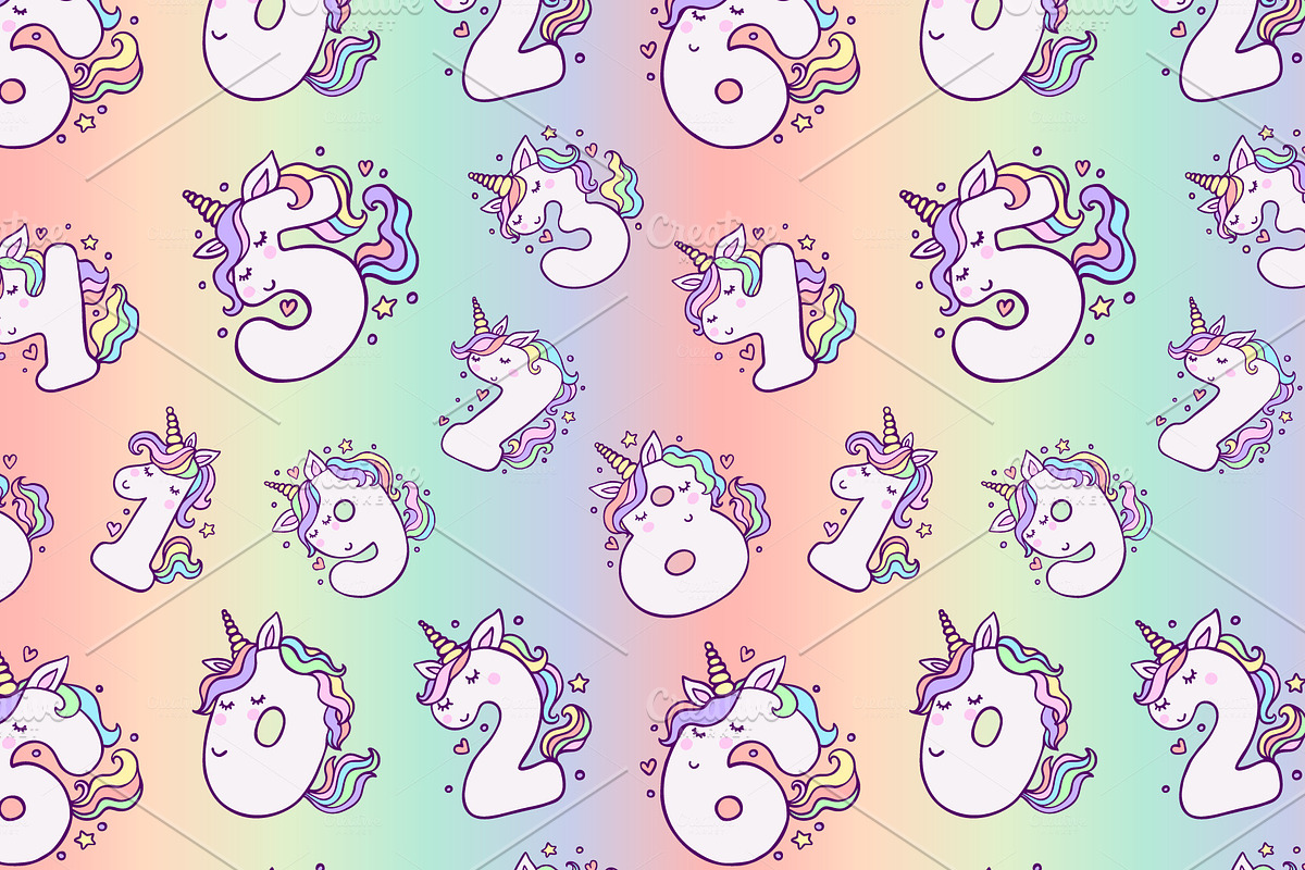 Cute Unicorn Numbers, an Animal Illustration by Apolinarias Art (Photo 2 of 3)
