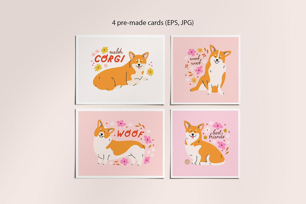 Corgi dogs and flowers., an Animal Illustration by Sweet Corner (Photo 3 of 7)