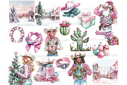 Western Christmas Clipart, a Seasonal Illustration by GlamArtZhanna (Thumbnail 4 of 6)