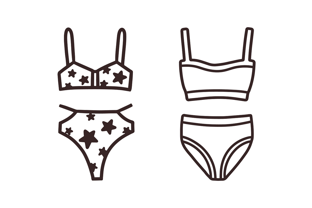 Outline women lingerie underwear set, an Object Illustration by Good Studio (Photo 3 of 9)