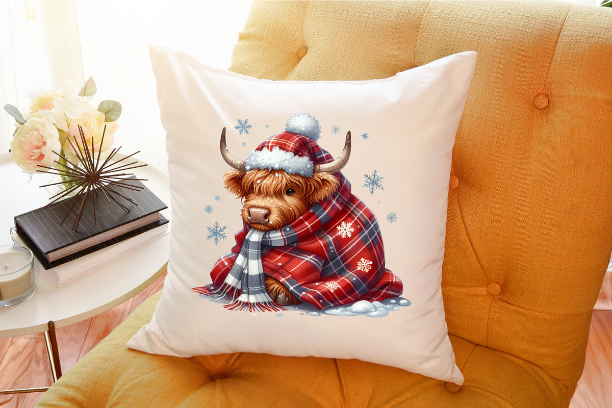 Winter Christmas Highland Cow PNG, an Illustration by Sublimation Artist (Photo 9 of 9)