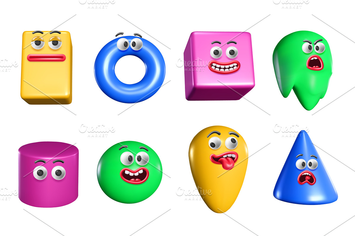 Colorful plastic quirky 3D shapes, an Object Illustration by winwin.art