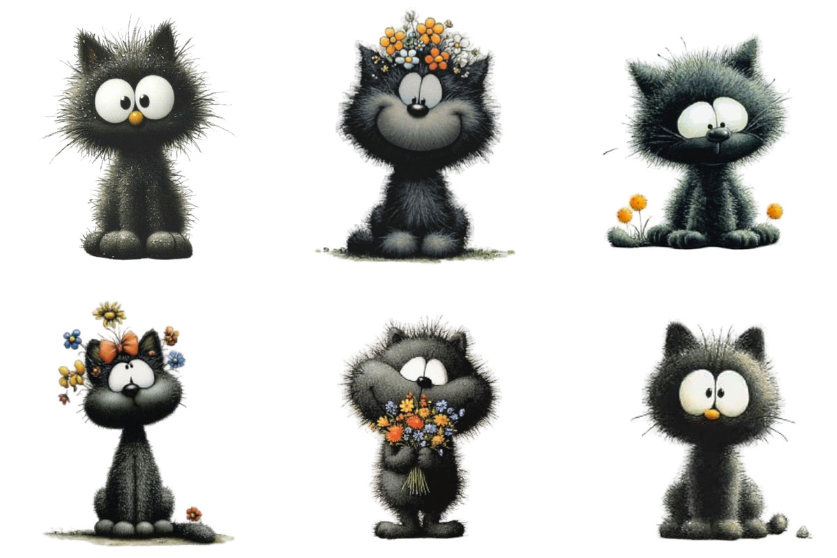 Whimsical Easter Black Cats Clipart, an Illustration by Designking (Photo 2 of 7)