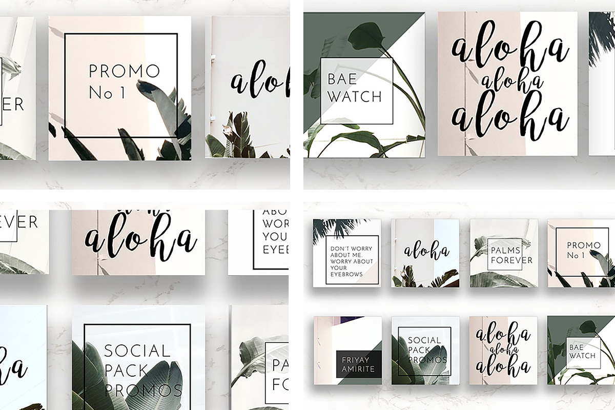 8 Pack Instagram Social Palm Layouts, a Templates & Theme by Aloha Philly (Photo 3 of 7)