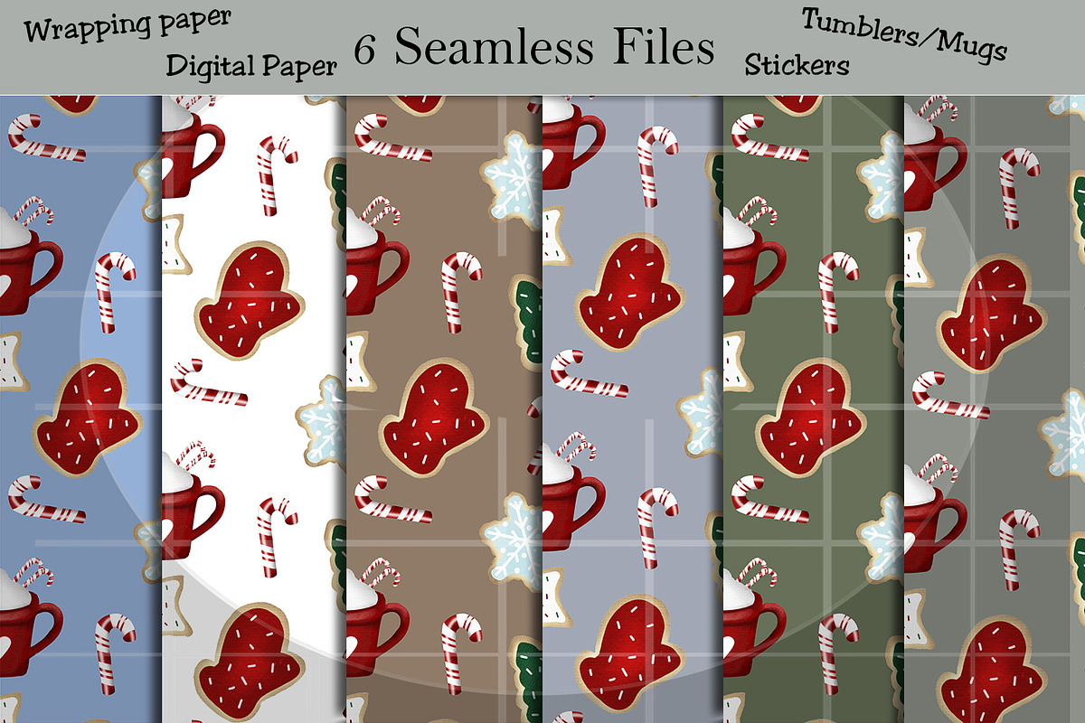 6 Christmas Seamless Patterns | png, a Graphic by Willow Paige Farms (Photo 1 of 7)