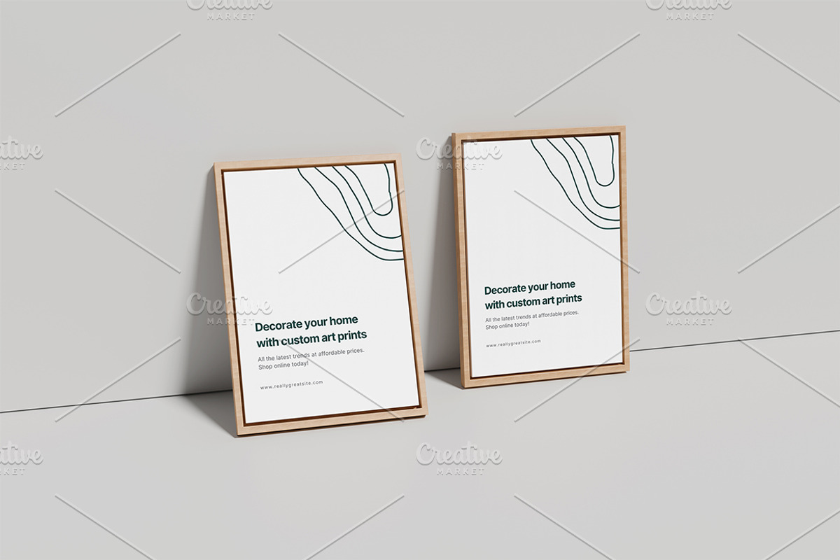 Wooden Frame Poster Mockup, an Advertising Mockup by Gatamotion (Photo 2 of 5)