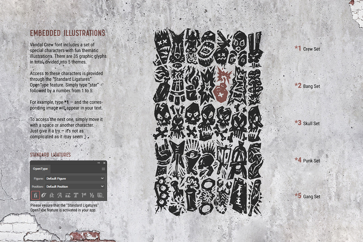 Vandal Crew Creative Lettering Font, a Symbol Font by Gleb Guralnyk (Photo 10 of 13)