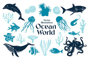 Ocean Marine Animal Illustrations