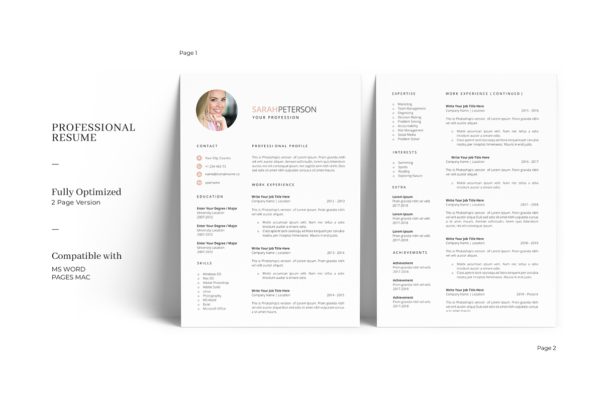 Teacher Resume Template with Photo, a Resume Template by GraphicFlava (Photo 2 of 8)