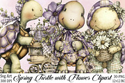 Spring Turtle with Flower Clipart B, an Illustration by SVGArt (Thumbnail 1 of 9)